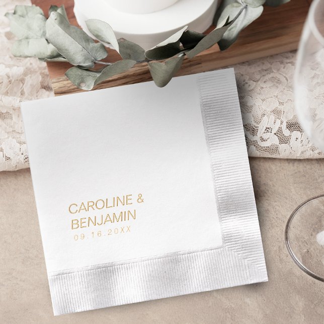 modern minimalist couples name wedding (modern minimalist couples name wedding foil napkins)