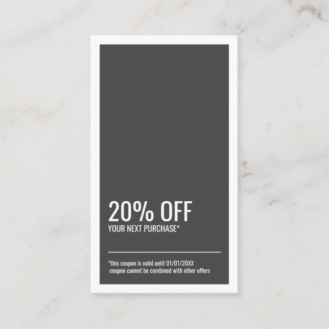Modern Minimalist Coupon Discount Business Card (Front)