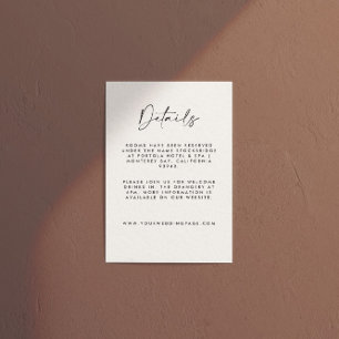 Modern Minimalist Cream & Black Script Wedding  Enclosure Card