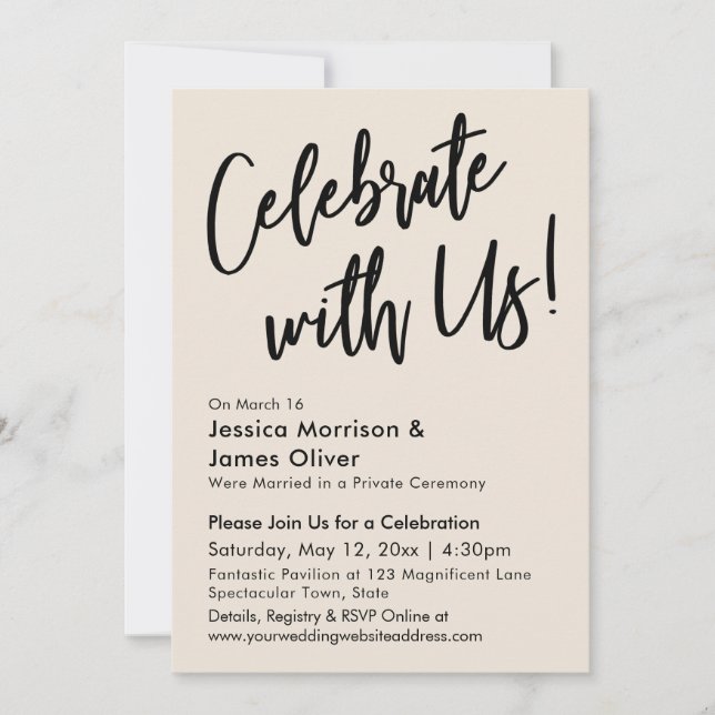 Modern Minimalist Cream Celebrate with Us! Invitation (Front)