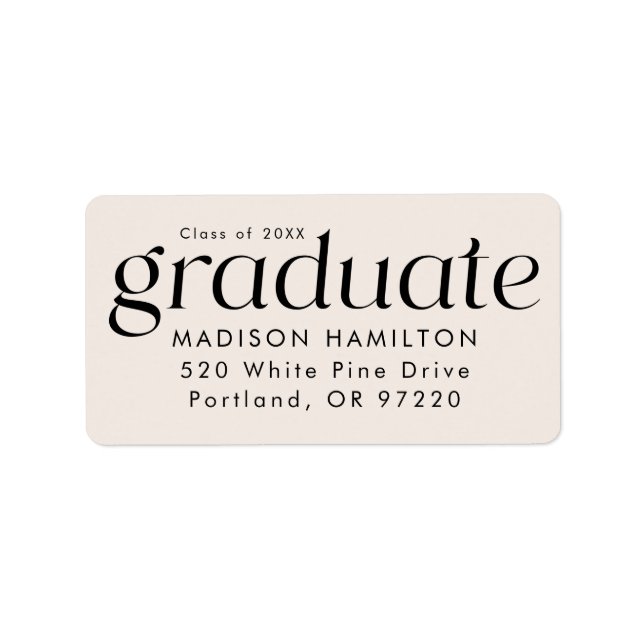 Modern Minimalist Cream Graduation Return Address Label (Front)