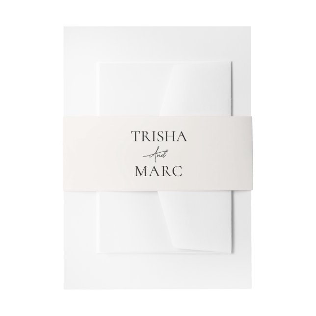 Modern Minimalist Cream Wedding  Invitation Belly Band (Front Example)