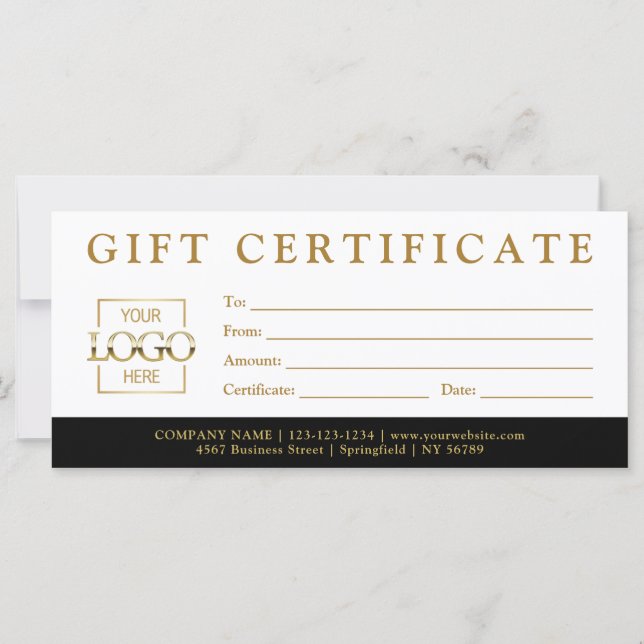 Modern Minimalist Custom Business Gift Certificate (Front)