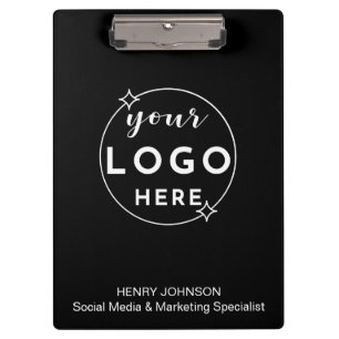 Modern Minimalist Custom Business Logo Name Black Clipboard