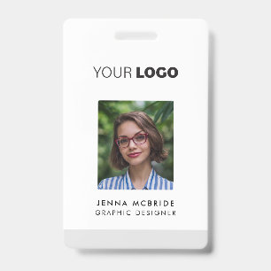 Modern Minimalist Custom Employee Photo Card Logo Badge