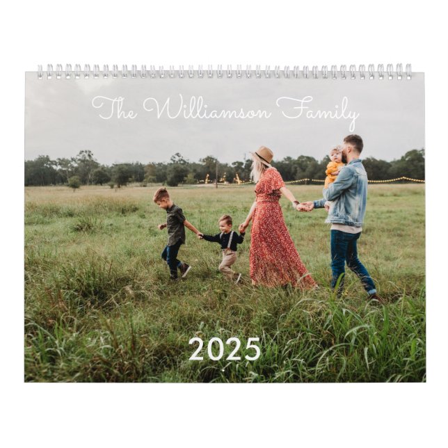 Modern Minimalist Custom Family Photo 2025 Calendar (Cover)
