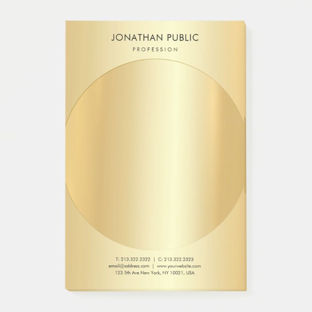 Modern Minimalist Custom Faux Gold Elegant Simple Post-it Notes (Front)