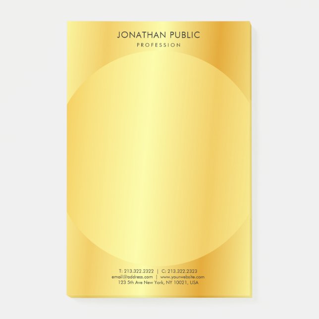Modern Minimalist Custom Gold Look Elegant Simple Post-it Notes (Front)