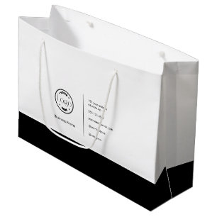 Modern Minimalist Custom Logo Black & White Large Gift Bag