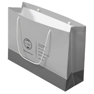 Modern Minimalist Custom Logo Business Gray Large Gift Bag