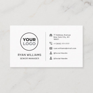 Modern Minimalist Custom Logo Social Media Icons Business Card