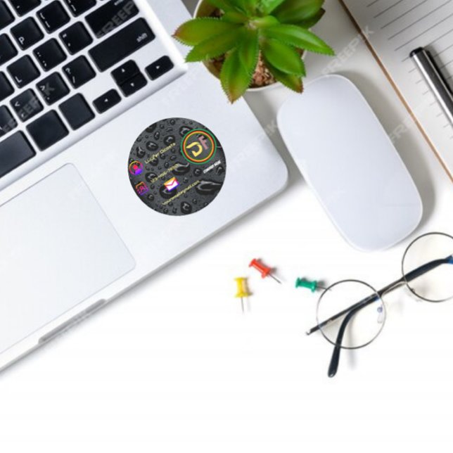 Modern Minimalist Custom Logo Stylish Black Bubble Classic Round Sticker (Creator Uploaded)