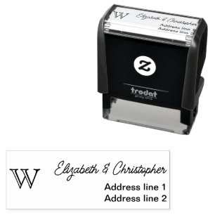 Modern minimalist custom monogram return address  self-inking stamp