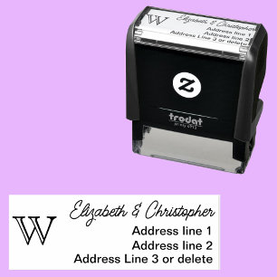 Modern minimalist custom monogram return address self-inking stamp