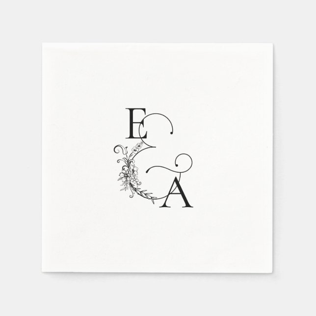 Modern Minimalist Custom Monogram Wedding Napkin (Front)