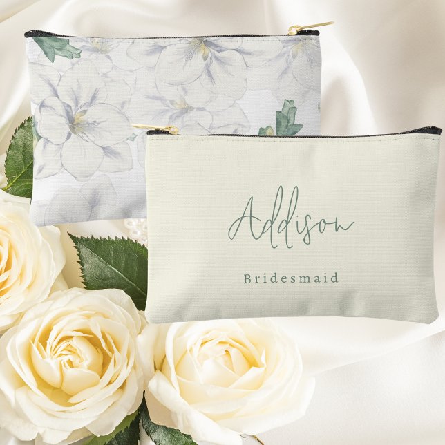 Modern Minimalist Custom Name Script Bridesmaid Accessory Pouch (Creator Uploaded)