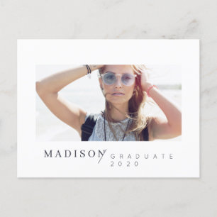 Modern Minimalist Custom Photo Graduation Announcement Postcard