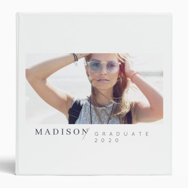 Modern Minimalist Custom Photo Graduation Binder (Front)