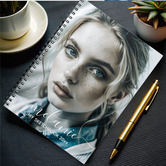 modern minimalist custom photo monogram Script   Notebook (Creator Uploaded)