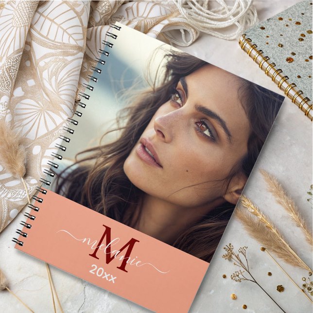 modern minimalist custom photo monogram Script   Notebook (Creator Uploaded)