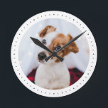 Modern Minimalist Custom Photo Pet Dog Kid Simple Round Clock<br><div class="desc">Perfect for pet lovers: This minimalist simple clean design showcases a favourite photo of your dog,  cat,  or any other beloved pet! Personalize with your fur baby and make this a perfect gift for your family. Great also as home decor for a kid's room!</div>