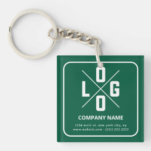 Modern Minimalist Custom QR Code Logo Keychain