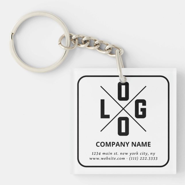 Modern Minimalist Custom QR Code Logo Keychain (Front)