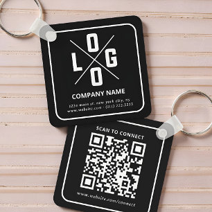 Modern Minimalist Custom QR Code Logo Keychain