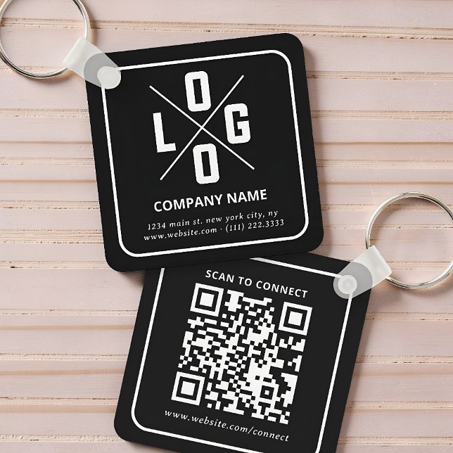 Modern Minimalist Custom QR Code Logo Keychain (Creator Uploaded)