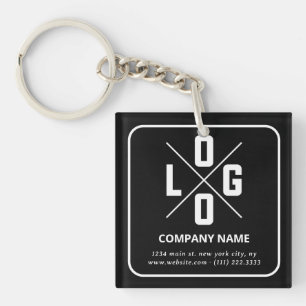 Modern Minimalist Custom QR Code Logo Keychain