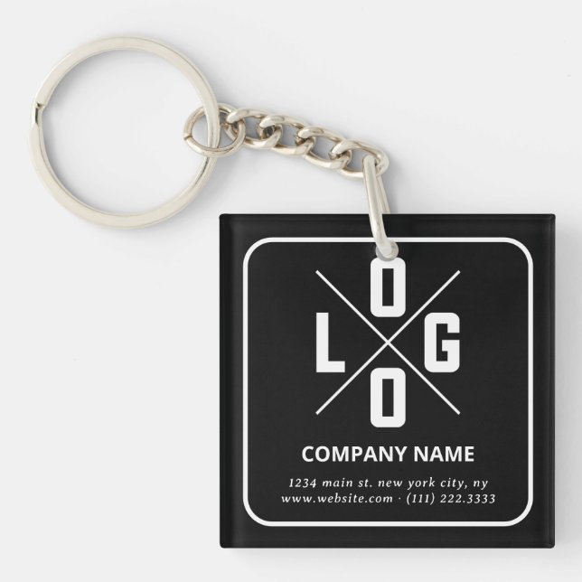 Modern Minimalist Custom QR Code Logo Keychain (Front)