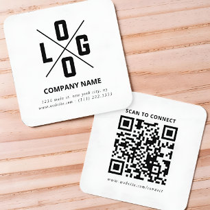 Modern Minimalist Custom QR Code Logo Square Business Card