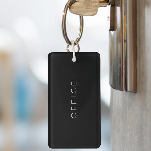 Modern Minimalist Custom Text Black Keychain