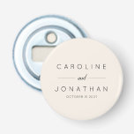 Modern Minimalist Custom Wedding Names Ivory Bottle Opener<br><div class="desc">Celebrate your special day with this modern minimalist ivory bottle opener, personalized with your custom wedding names for a timeless and elegant touch. Designed with a sleek and understated aesthetic, this favour effortlessly complements any wedding theme, from contemporary chic to classic simplicity. Its neutral ivory tone and clean design make...</div>