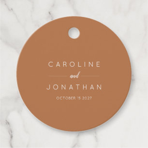 Modern Minimalist Custom Wedding Terracotta Favour Tags