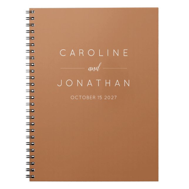 Modern Minimalist Custom Wedding Terracotta Notebook (Front)