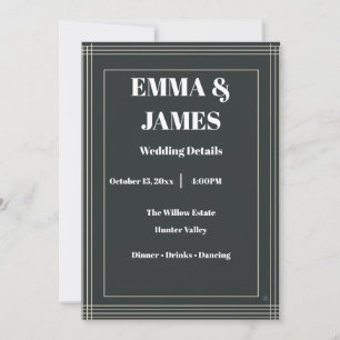 Modern Minimalist Customisable Wedding Details Invitation