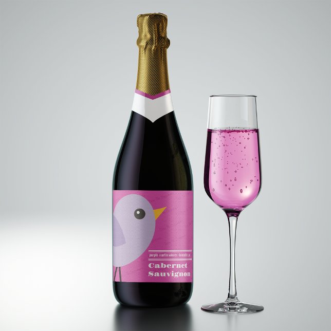 Modern Minimalist Customizable Purple  Sparkling Wine Label (Creator Uploaded)