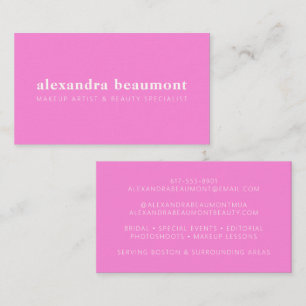 Modern Minimalist Cute Girly Pink Makeup Artist Business Card