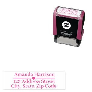 Modern Minimalist Cute Heart Name Mailing Address  Self-inking Stamp