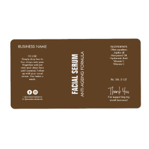 Modern Minimalist Dark Brown Dropper Bottle Label
