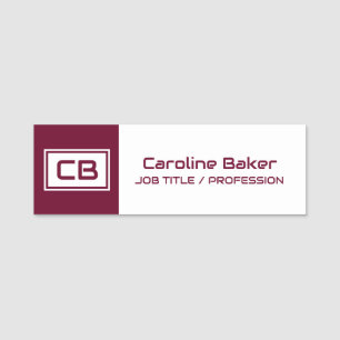 Modern Minimalist Dark Burgundy Name Tag