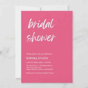 Modern Minimalist Dark Pink Bridal Shower Invitation