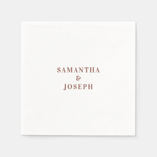 Modern Minimalist Dark Terracotta Wedding Napkin