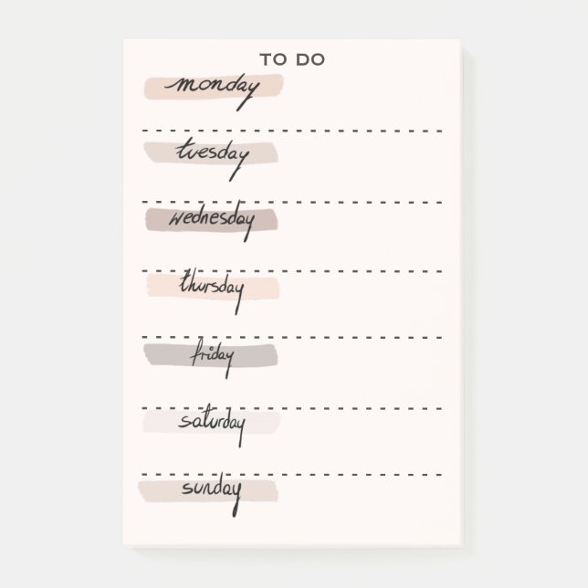 Modern Minimalist Days of Week To Do Post-it Notes (Front)