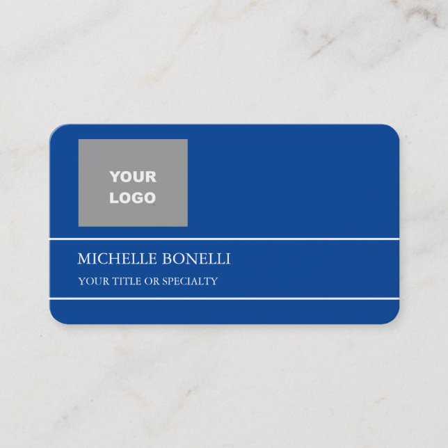 Modern Minimalist Deep Blue Colour Business Card (Front)