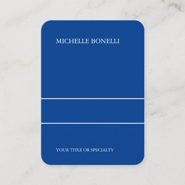 Modern Minimalist Deep Blue Colour Trendy Business Card (Front)