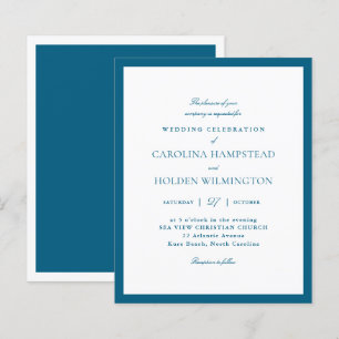 Modern Minimalist Deep Blue White Elegant Wedding