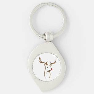 Modern Minimalist Deer Line Art Christmas Keychain