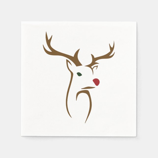 Modern Minimalist Deer Line Art Christmas Napkin (Front)